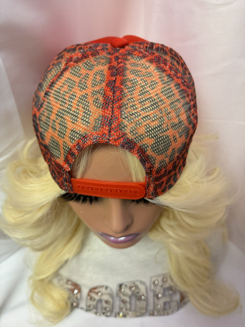 Black & Red Leopard Print Snapback Trucker Hat