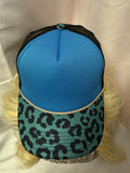 Black, Turquoise & Sky-Blue Leopard Print Snapback Trucker Hat