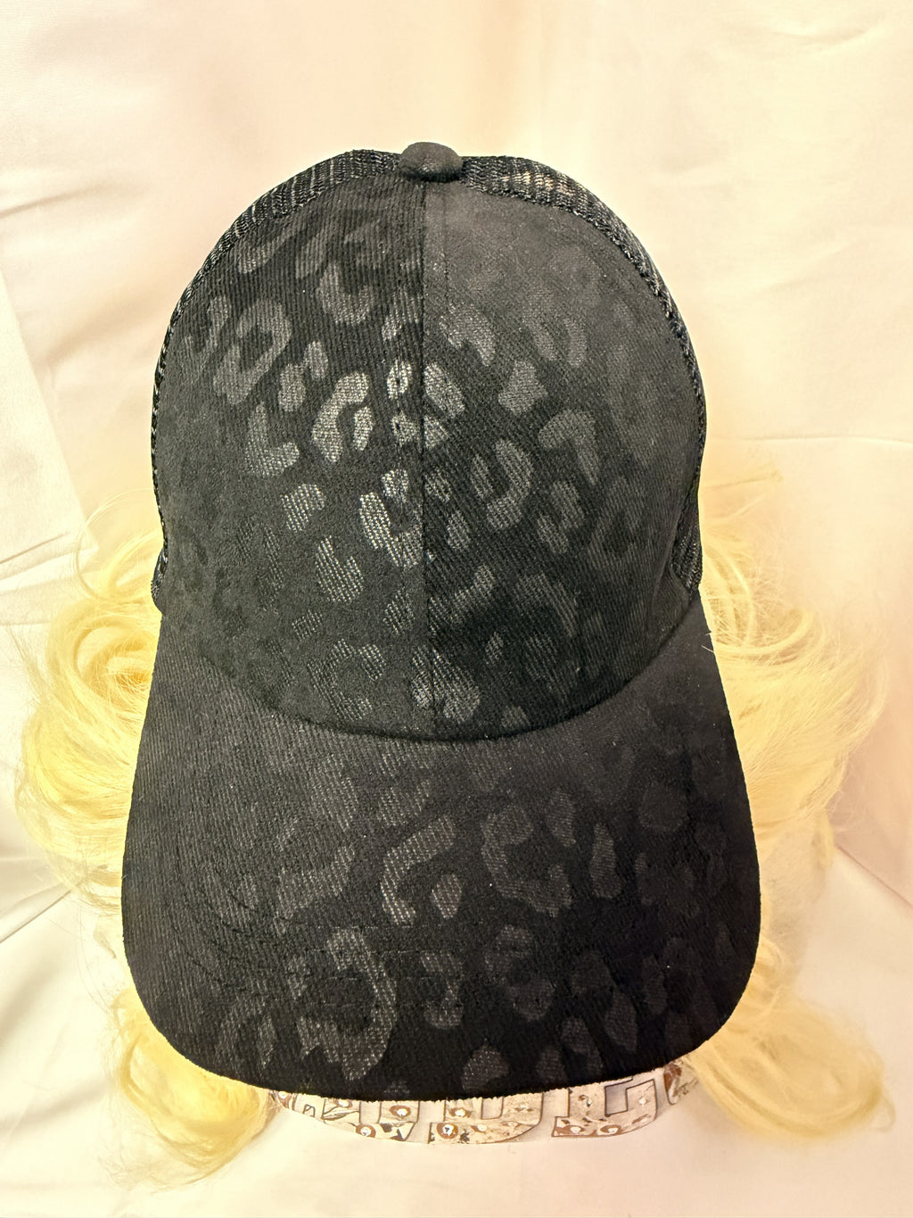 Black Leopard Mesh Ponytail & Snapback Trucker Hat