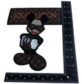 Brown Monogram Cartoon Character Faux Leather Logo Iron-on Patch