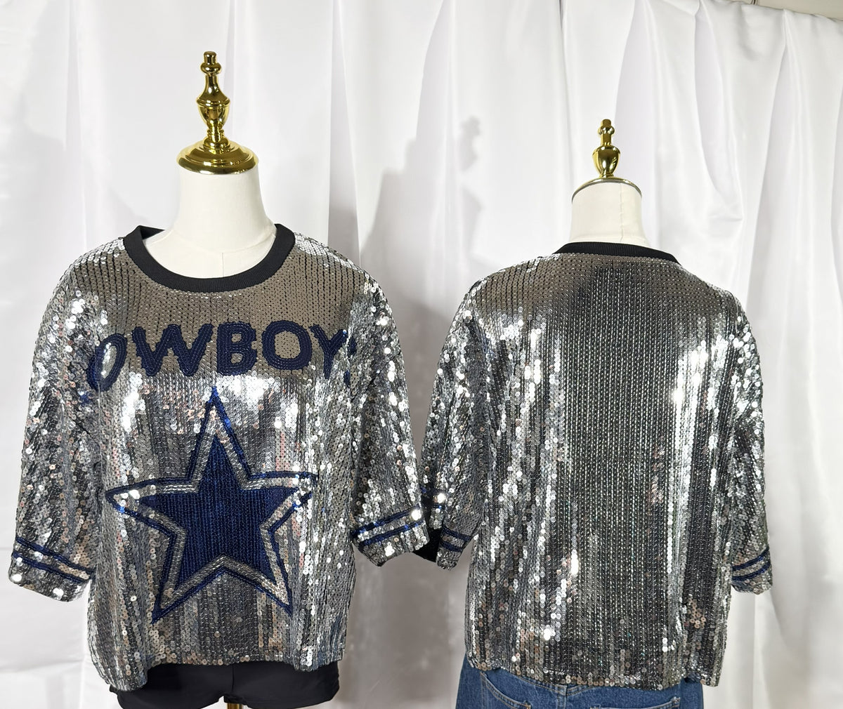 Dem Boyz Silver Sequin Top