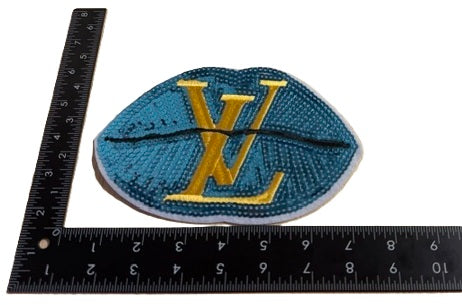Blue-Gold-Logo Lip Sequin Iron-on Patch