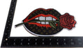 Brown-Red-Monogram Logo Rose Lip Faux Leather Iron-on Patch