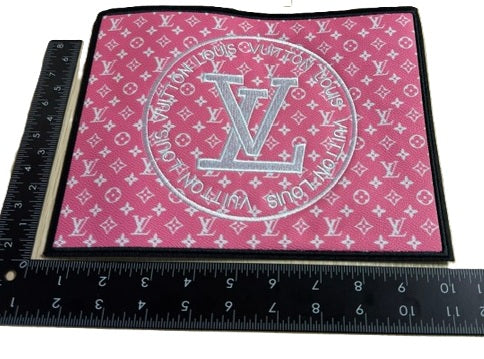 Pink Monogram Faux Leather Logo Iron-on Patch