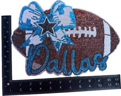 Dem Boyz Football Cheer Bow Sequin Iron-on Patch