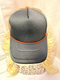Grey & Orange Checkered Mesh Print Snapback Trucker Hat