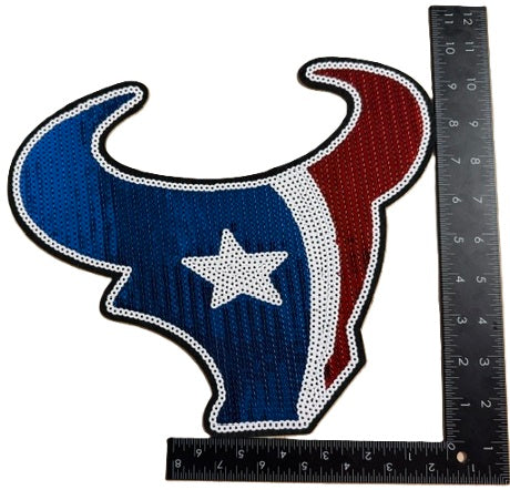 H-Town Bullhead Sequin Iron-on Patch