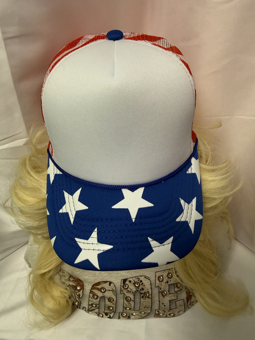 Red/White/Blue Stars & Stripes Snapback Trucker Hat