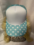 Light Blue & White Polka Dot Mesh Snapback Trucker Hat