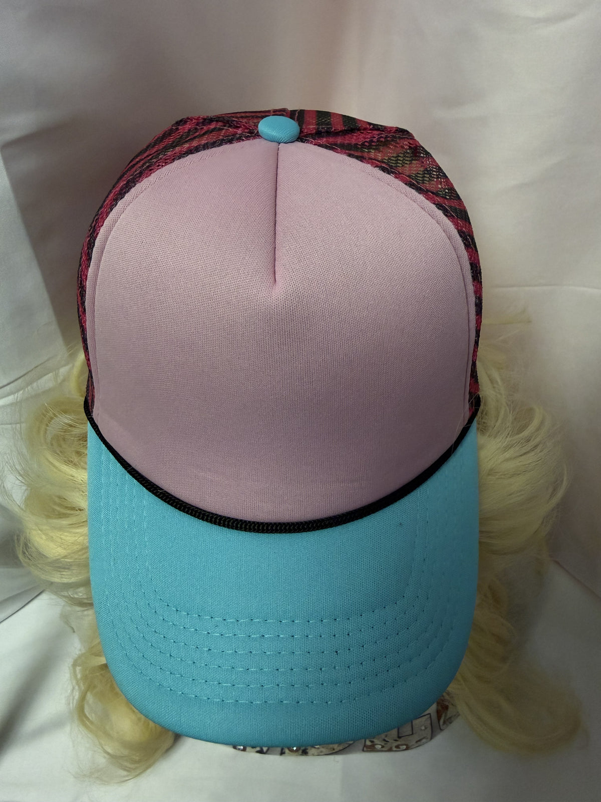 Light Pink, Turquoise & Hot Pink Strips Mesh Snapback Trucker Hat