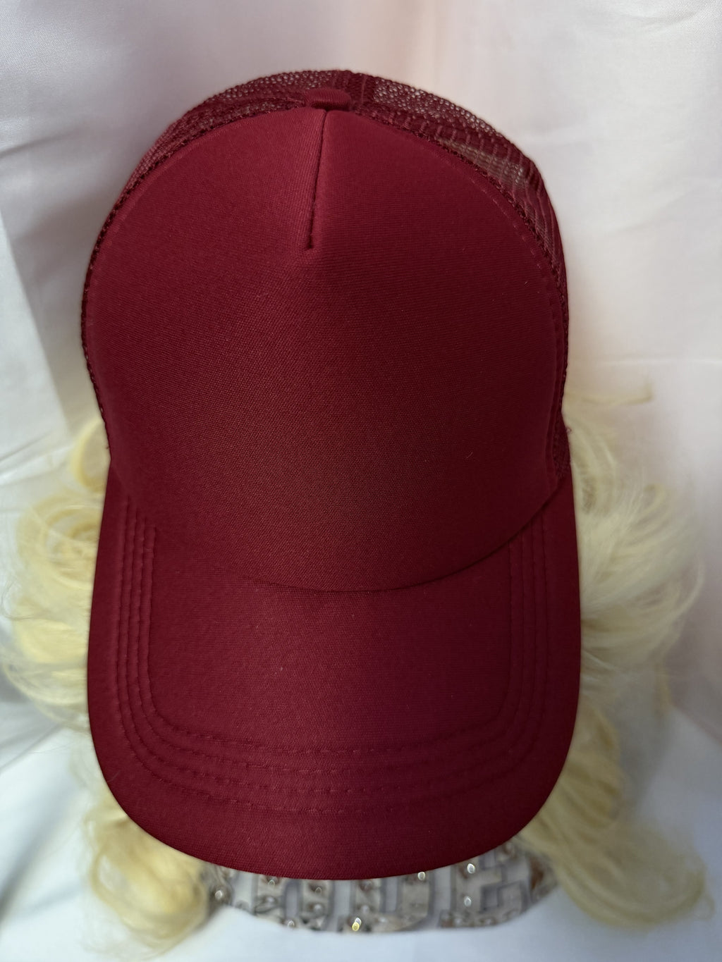 Maroon Mesh Snapback Trucker Hat