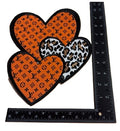 Orange and Brown with Leopard Hearts Faux Leather Monogram Logo Iron-on Patch