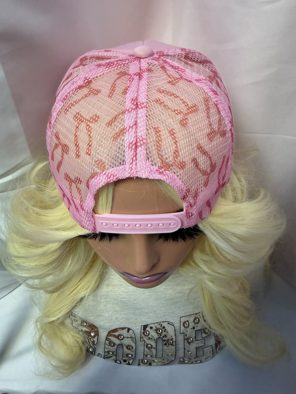 Pink & Hot Pink Bows Mesh Snapback Trucker Hat