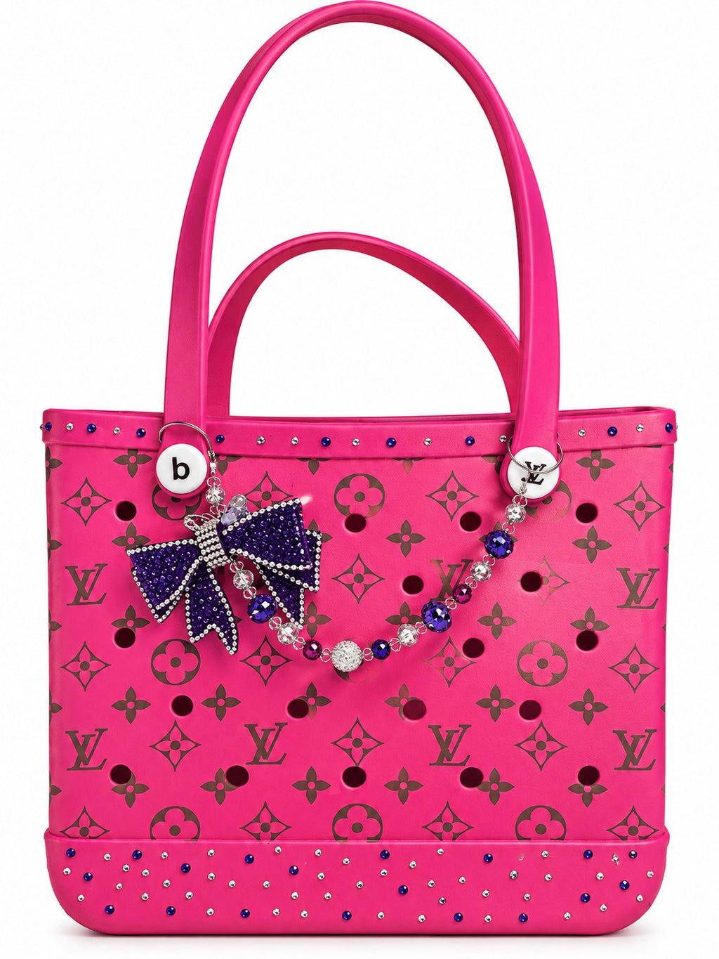 Pink Bling Monogram Bogg Bag (Medium)