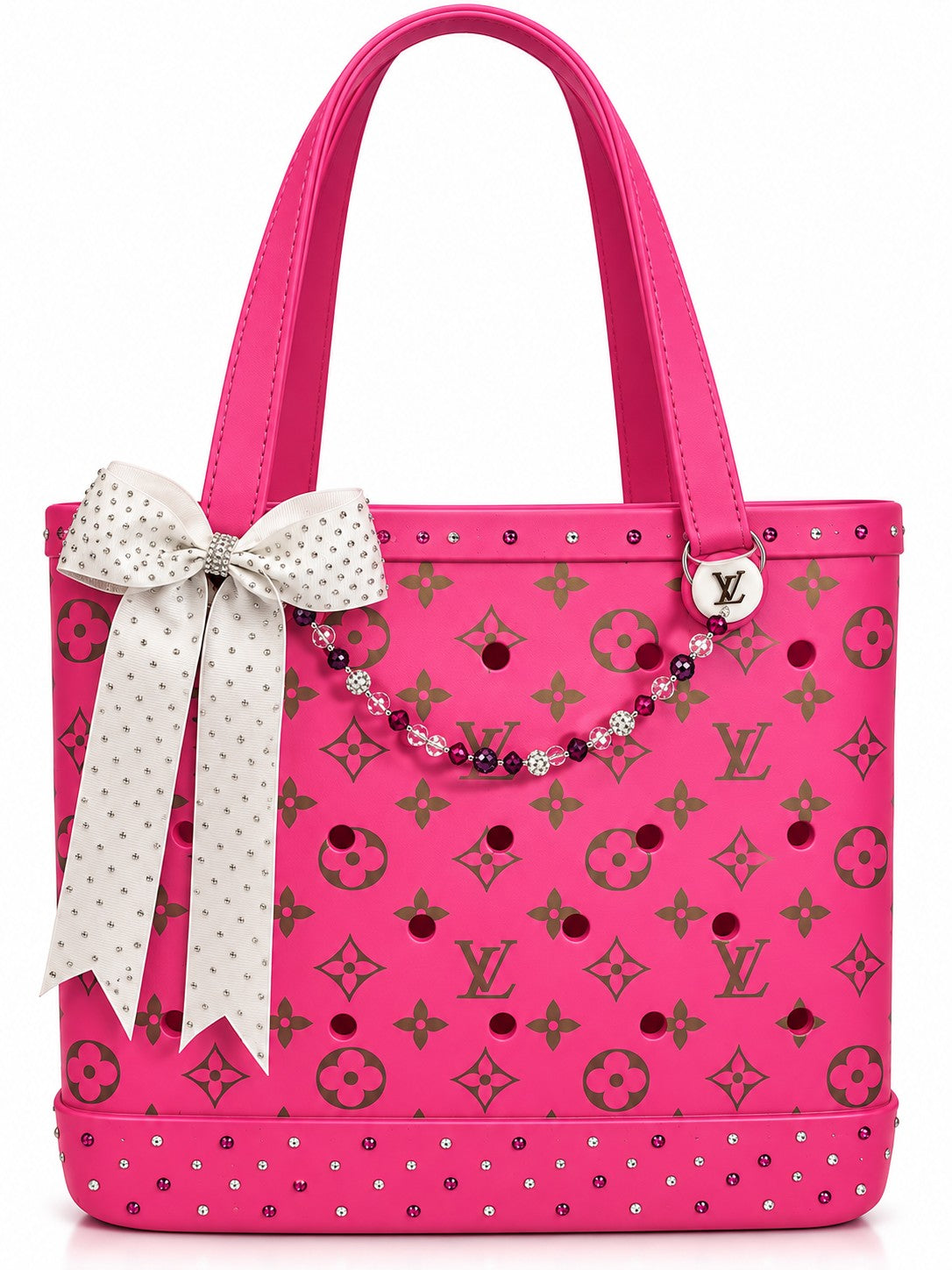 Pink Bling Monogram Bogg Bag (Medium)