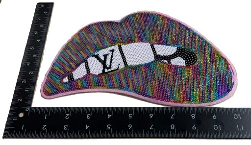 Rainbow- Logo Lip Sequin Iron-on Patch
