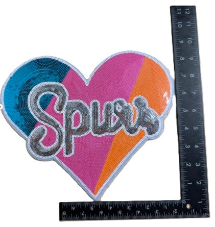 Spur Heart Sequin Iron-on Patch
