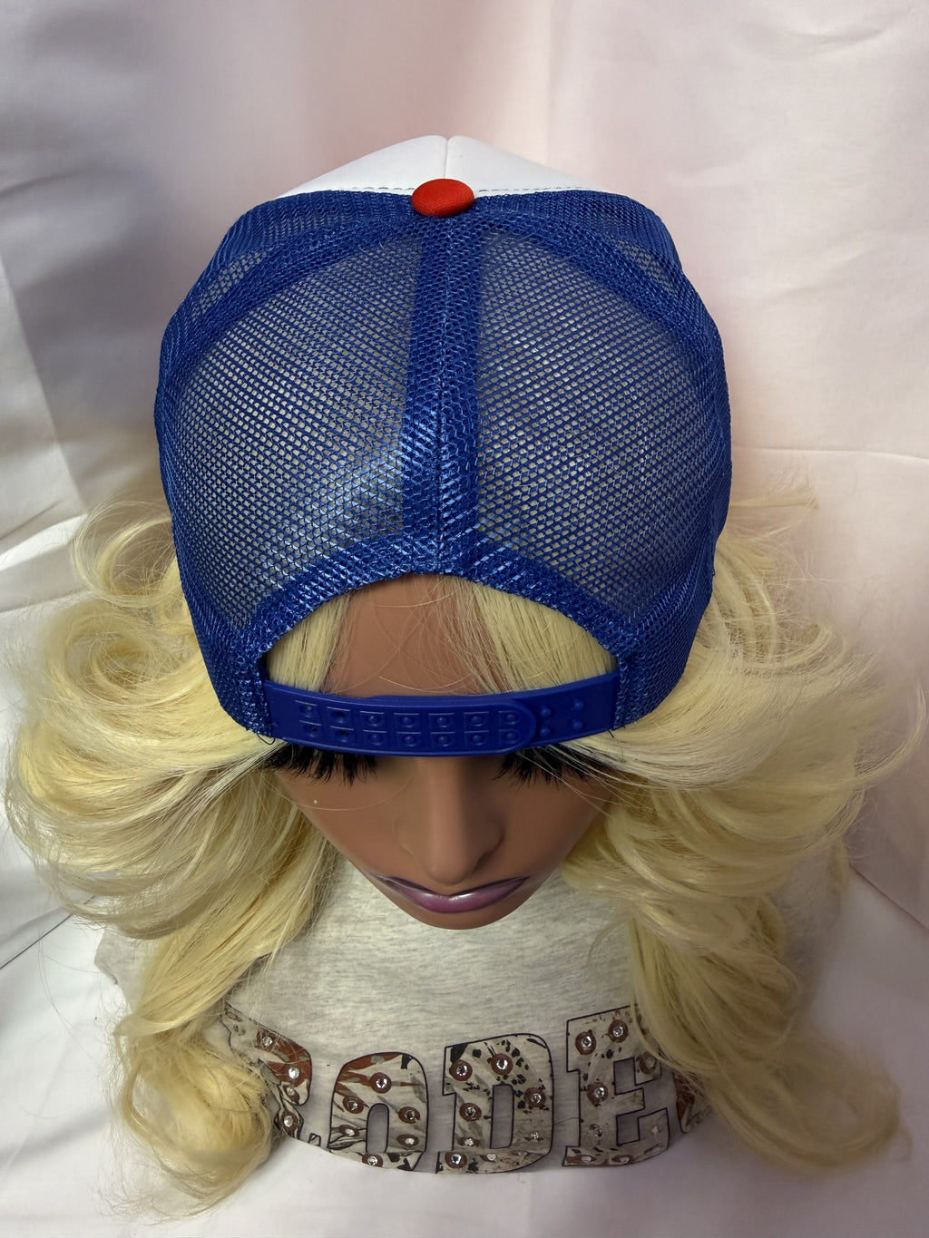 White, Red & Blue Mesh Snapback Trucker Hat